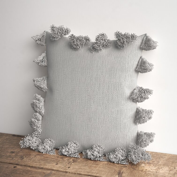 Gray tassel online pillow